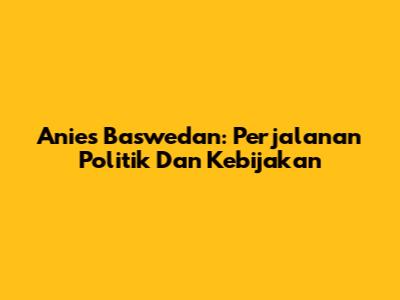 Anies Baswedan: Perjalanan Politik Dan Kebijakan