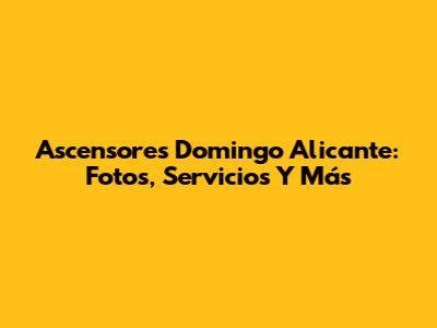 Ascensores Domingo Alicante: Fotos, Servicios Y Más