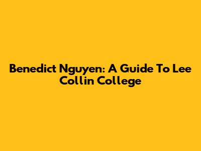 Benedict Nguyen: A Guide To Lee Collin College