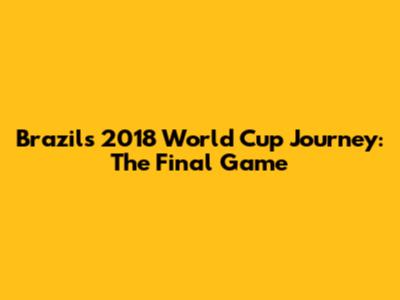 Brazil's 2018 World Cup Journey: The Final Game