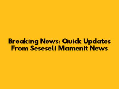 Breaking News: Quick Updates From Seseseli Mamenit News