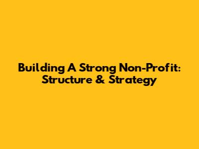 Building A Strong Non-Profit: Structure & Strategy