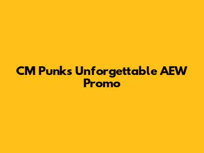 CM Punk's Unforgettable AEW Promo