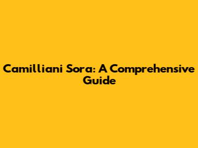 Camilliani Sora: A Comprehensive Guide