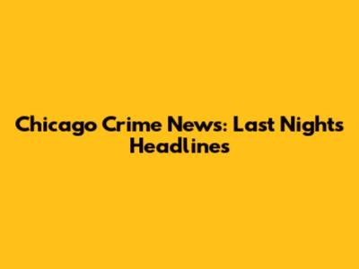 Chicago Crime News: Last Night's Headlines