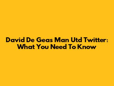 David De Gea's Man Utd Twitter: What You Need To Know