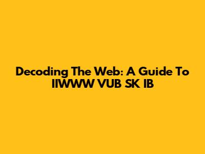 Decoding The Web: A Guide To IIWWW VUB SK IB