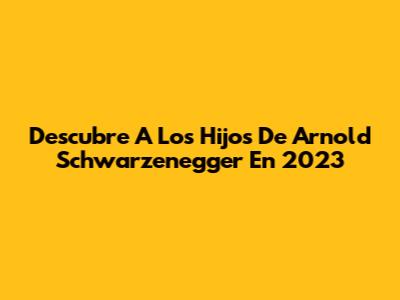 Descubre A Los Hijos De Arnold Schwarzenegger En 2023