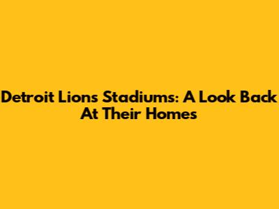 Detroit Lions Stadiums: A Look Back At Their Homes
