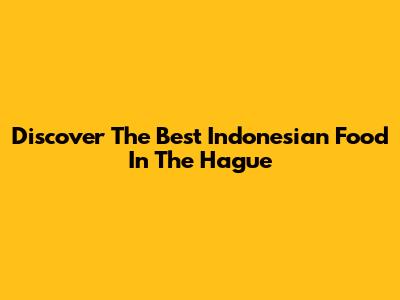 Discover The Best Indonesian Food In The Hague