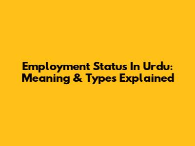 Employment Status In Urdu: Meaning & Types Explained