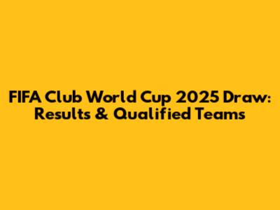 FIFA Club World Cup 2025 Draw: Results & Qualified Teams