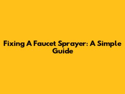 Fixing A Faucet Sprayer: A Simple Guide