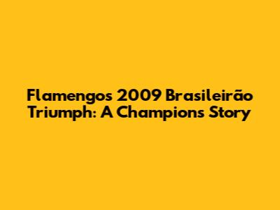 Flamengo's 2009 Brasileirão Triumph: A Champion's Story