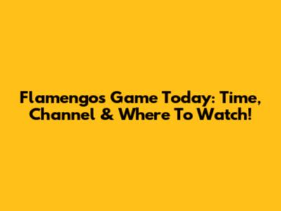 Flamengo's Game Today: Time, Channel & Where To Watch!