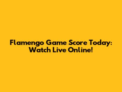 Flamengo Game Score Today: Watch Live Online!