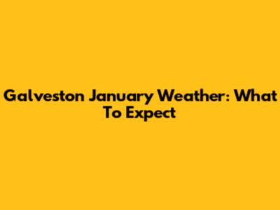 Galveston January Weather: What To Expect