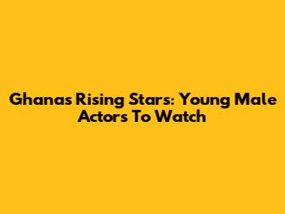 Ghana's Rising Stars: Young Male Actors To Watch