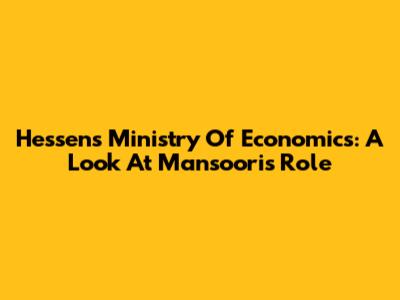 Hessen's Ministry Of Economics: A Look At Mansoori's Role