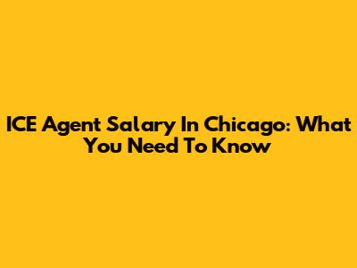 ICE Agent Salary In Chicago: What You Need To Know