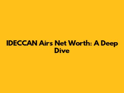 IDECCAN Air's Net Worth: A Deep Dive