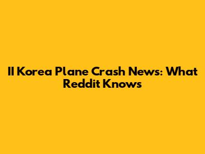 II Korea Plane Crash News: What Reddit Knows