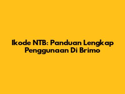 Ikode NTB: Panduan Lengkap Penggunaan Di Brimo