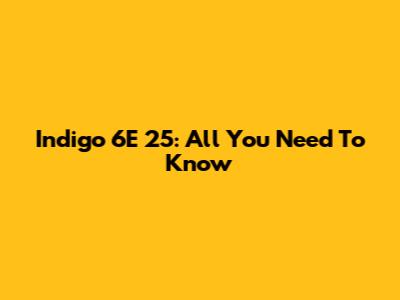 Indigo 6E 25: All You Need To Know