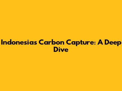 Indonesia's Carbon Capture: A Deep Dive