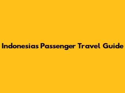 Indonesia's Passenger Travel Guide