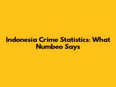 Indonesia Crime Statistics: What Numbeo Says