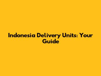 Indonesia Delivery Units: Your Guide