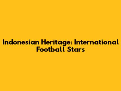 Indonesian Heritage: International Football Stars