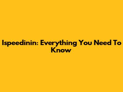 Ispeedinin: Everything You Need To Know