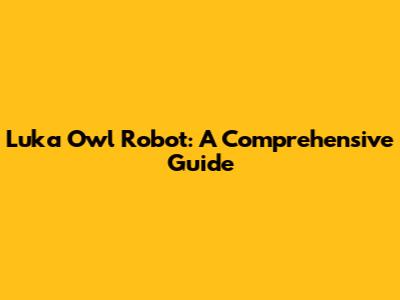 Luka Owl Robot: A Comprehensive Guide