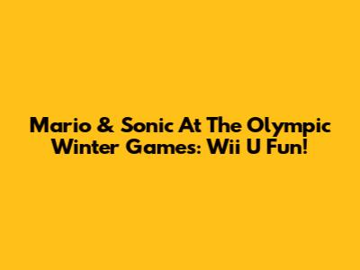 Mario & Sonic At The Olympic Winter Games: Wii U Fun!