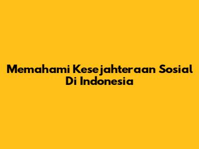 Memahami Kesejahteraan Sosial Di Indonesia