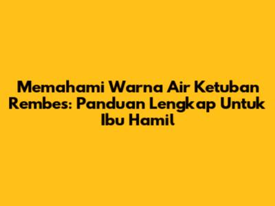 Memahami Warna Air Ketuban Rembes: Panduan Lengkap Untuk Ibu Hamil
