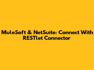 MuleSoft & NetSuite: Connect With RESTlet Connector