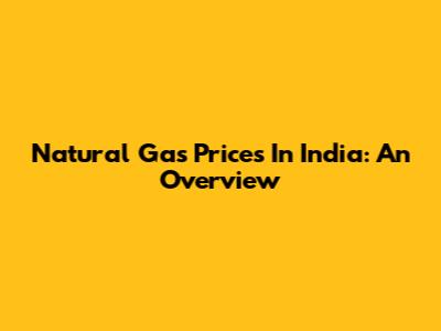 Natural Gas Prices In India: An Overview