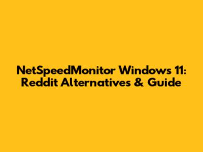 NetSpeedMonitor Windows 11: Reddit Alternatives & Guide