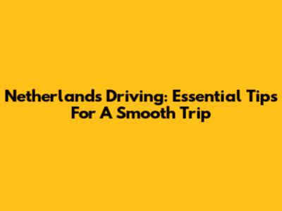 Netherlands Driving: Essential Tips For A Smooth Trip