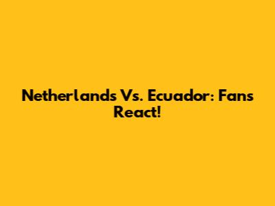 Netherlands Vs. Ecuador: Fans React!