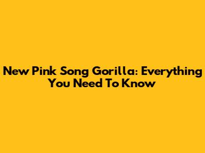 New Pink Song Gorilla: Everything You Need To Know