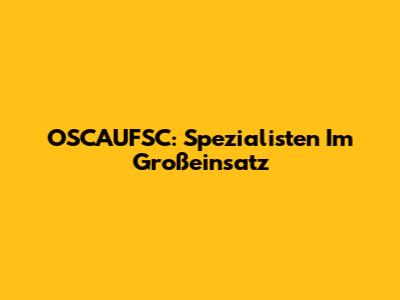 OSCAUFSC: Spezialisten Im Großeinsatz
