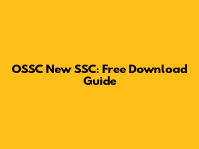 OSSC New SSC: Free Download Guide