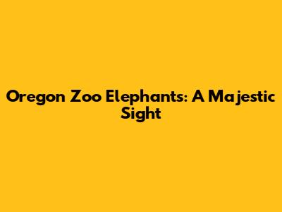 Oregon Zoo Elephants: A Majestic Sight