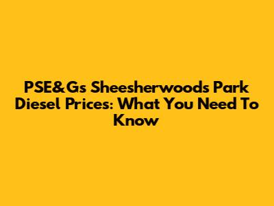 PSE&G's Sheesherwoods Park Diesel Prices: What You Need To Know
