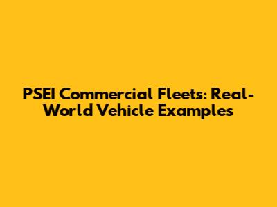 PSEI Commercial Fleets: Real-World Vehicle Examples