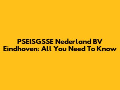 PSEISGSSE Nederland BV Eindhoven: All You Need To Know